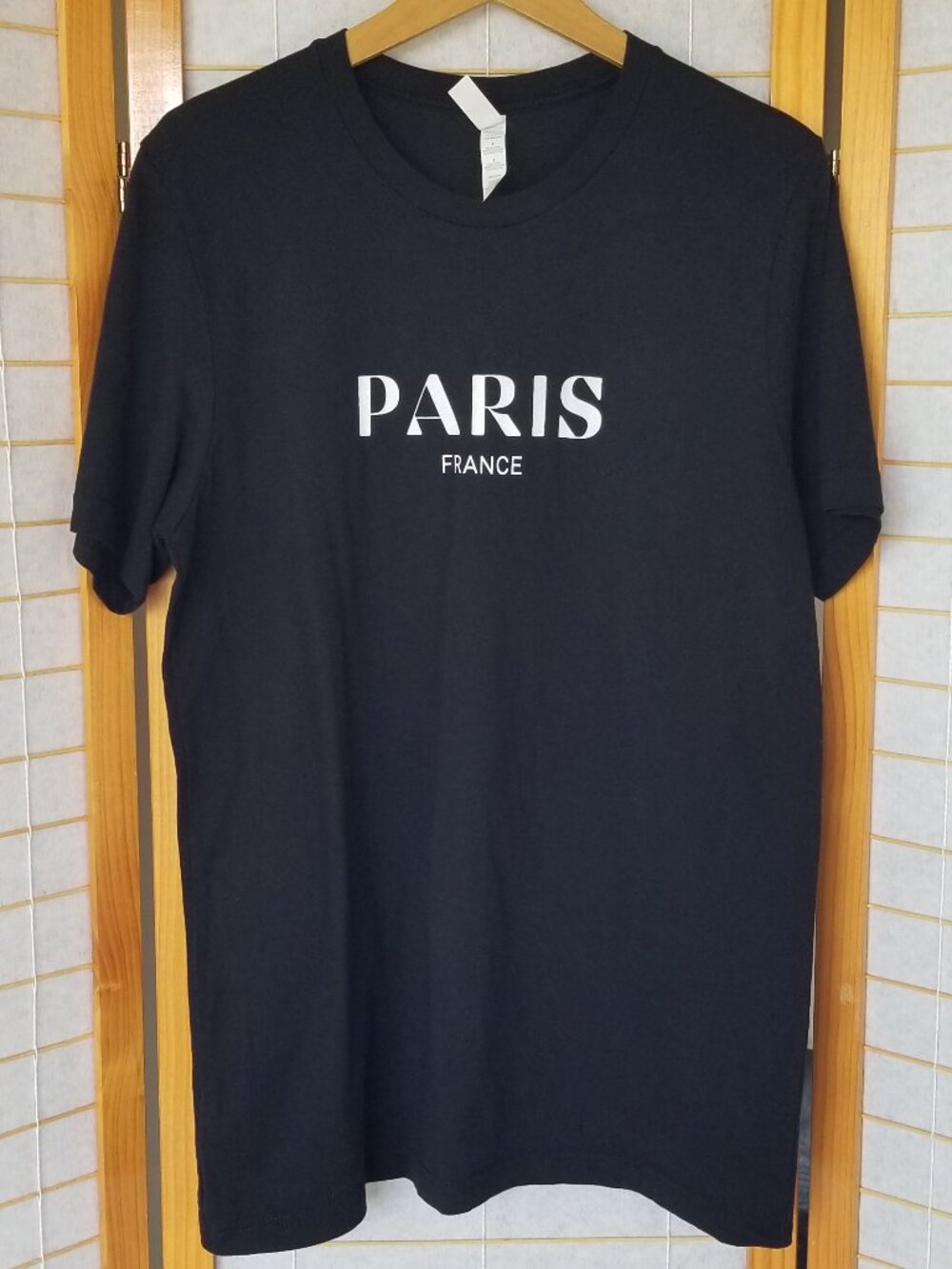Paris France Black T-Shirt Bella + Canvas Black Short Sleeves Large
